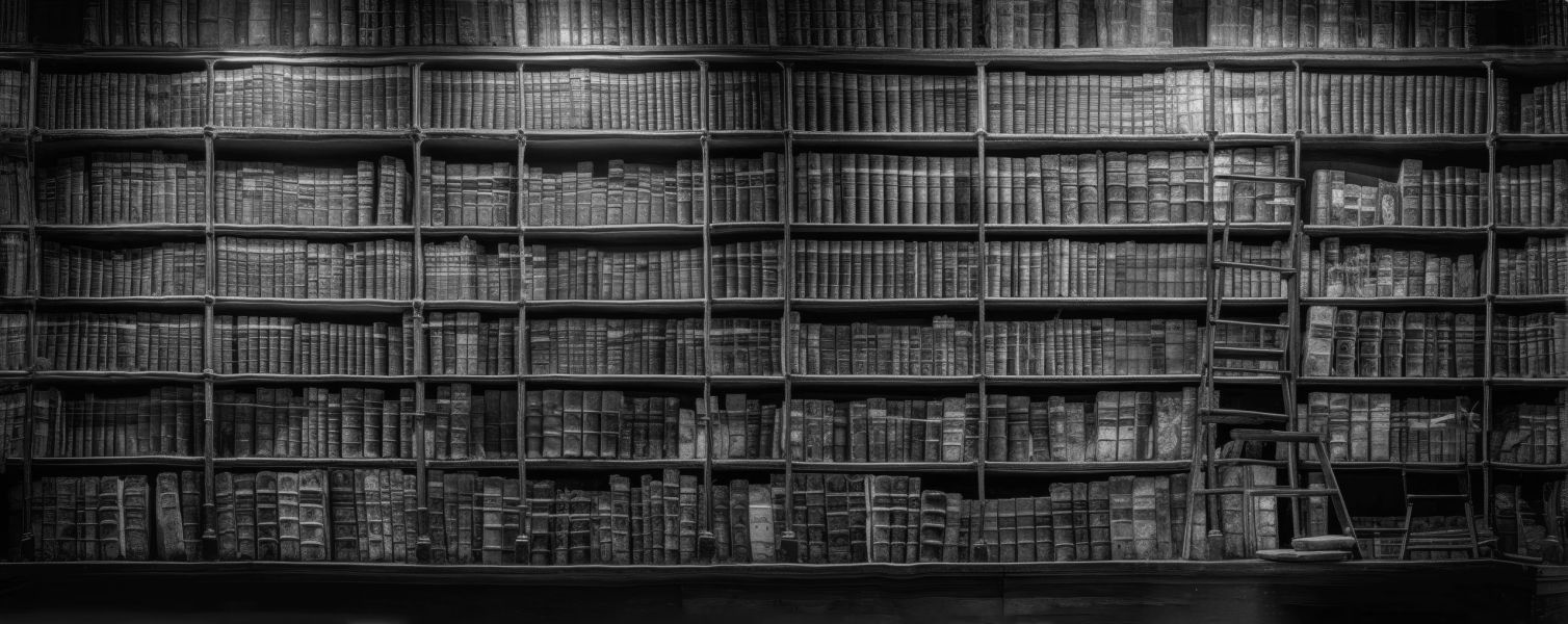 A wall full of Old ancient books of a library, holding many hist